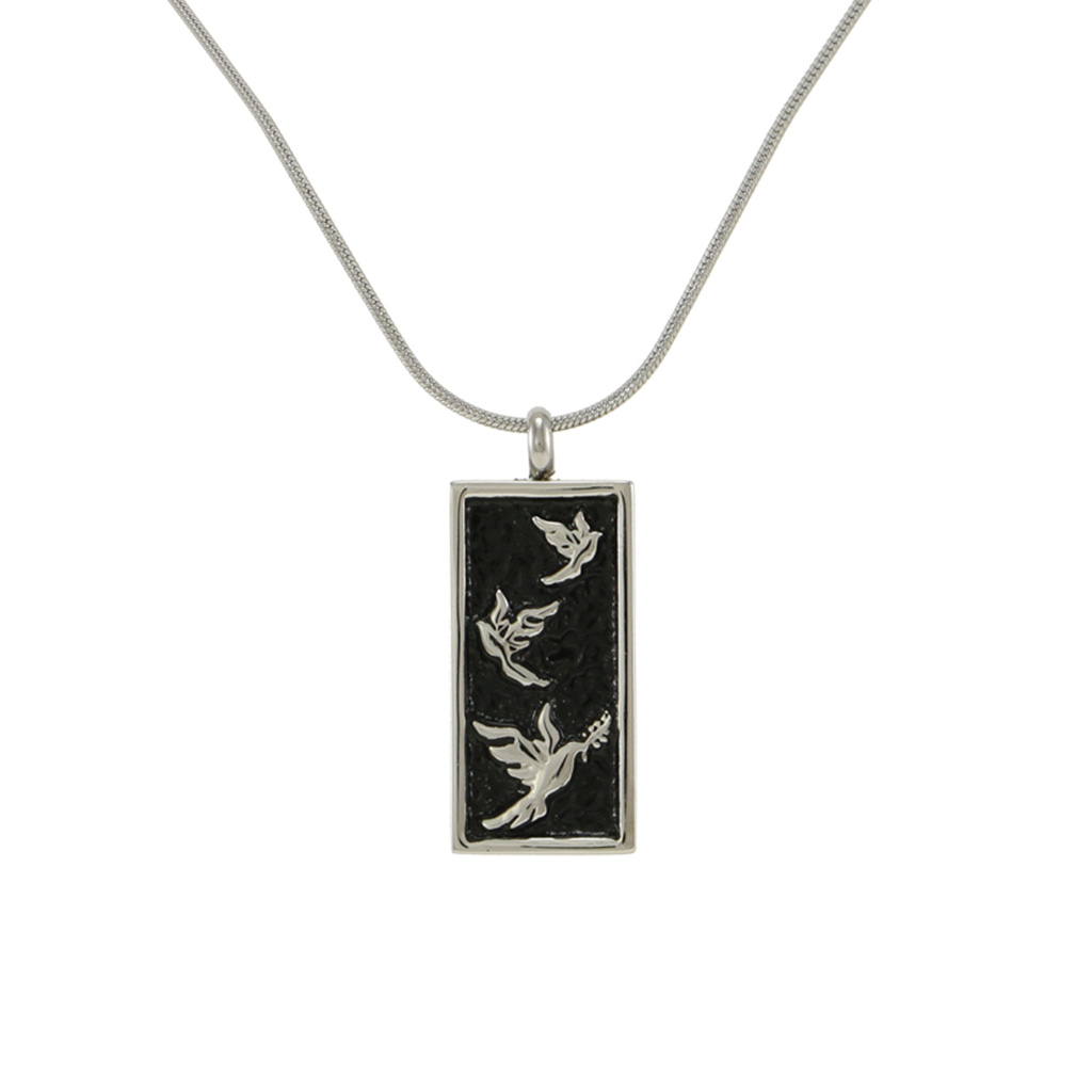 Embossed Doves Bronze/Onyx Necklace