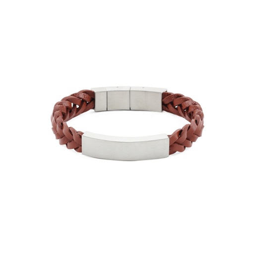 [URN-J5207] Pewter Brown Braided Bracelet